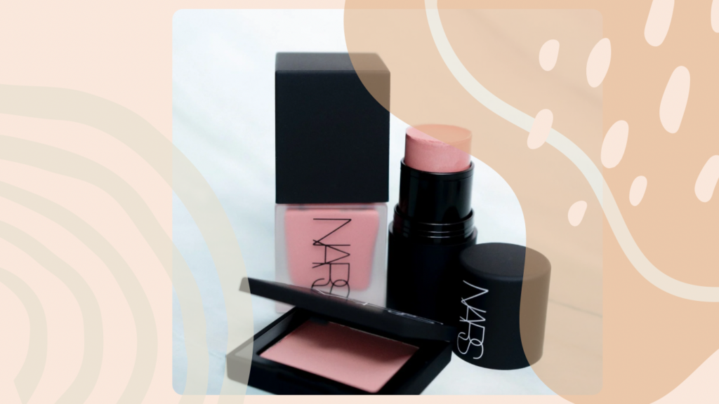 Rosy pink cream blush, pink gel blush or soft pink powder blush gives skin fresh and natural glow.